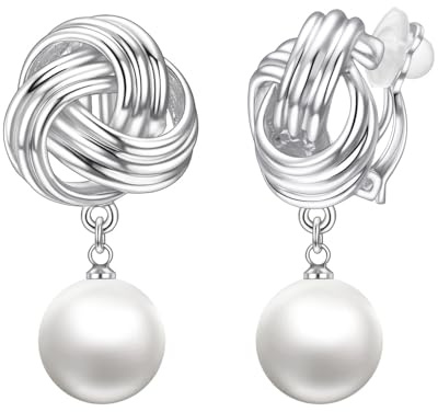 Aleasha Perle Ohrclips Damen Knoten Clip Ohrringe Große Glasperlen Hochzeit Schmuck Durchmesser