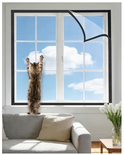 Katzennetz Fenster ohne Bohren Katzensicher Fliegengitter 100x120cm