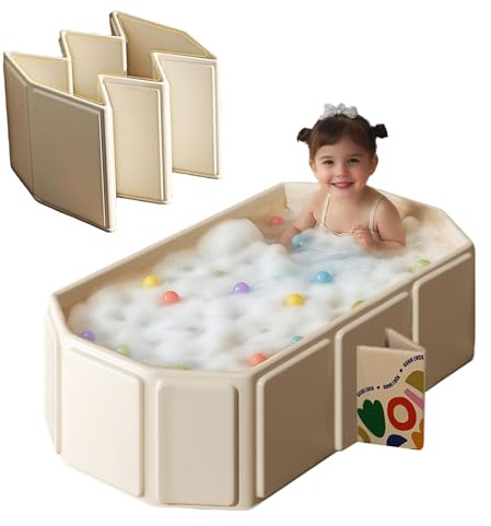 XiaoEEE Bañera Bebé Plegable - XL Bañera Portátil Ahorro de Espacio - Antideslizante con Patas Reforzadas para Ducha - Sin BPA (Rosa)
