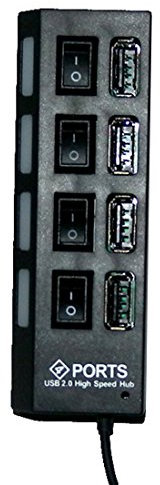 1*4 Port USB 2.0 Avec interrupteur séparé, Noir Hub USB