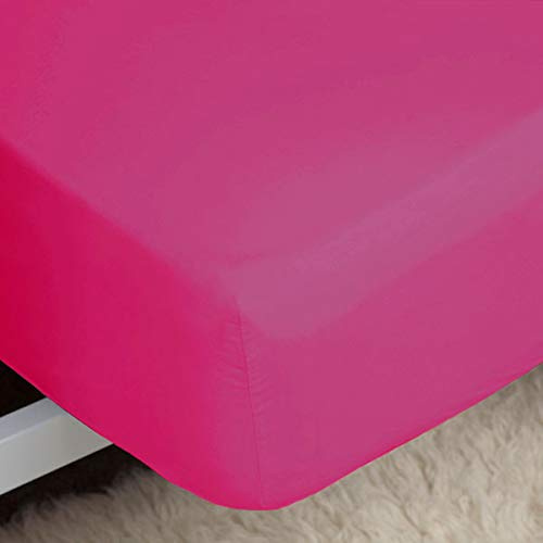 Belledorm Easycare Polycotton Percale 200 Thread Count 11 Inch Deep Fitted Sheet, Fuchsia, Single