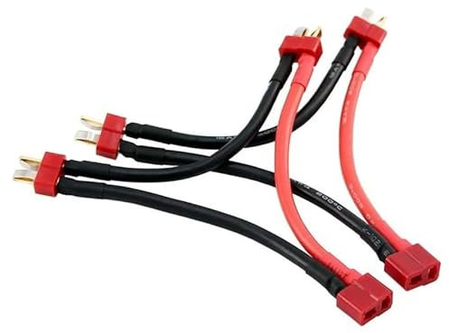 Youme 2 pz Deans T Spina Connettore Serie Cavi con 12awg Filo di Silicone 1 Femmina a 2 Connettori Maschi per RC Lipo Batteria Collegamento