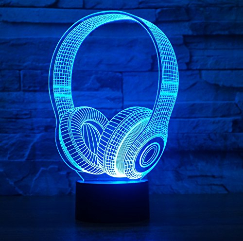 Kopfhörer Hologramm 3d Lampe Nachttischlampe, Nachtlicht fürs Kinderzimmer, LED Lampe fürs Wohnzimmer