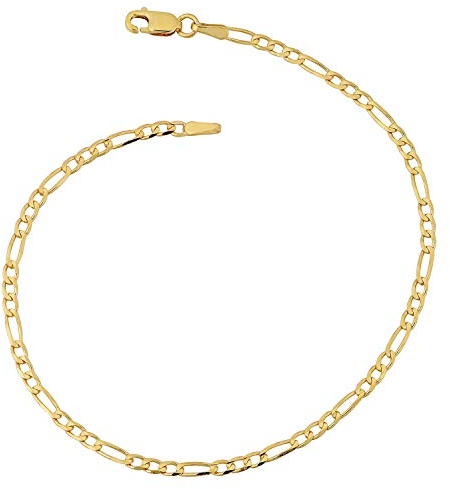 PRINS JEWELS Armband 14 Karat 585 Gold Italienisch Figaro Gelbgold Armkette Breite 3 mm (18)