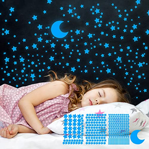 Leuchtende Sterne Wandsticker im Dunkelen für die Decke Selbstklebend Leuchtende Aufkleber Sterne und Mond für Kinderzimmer, Erstellen Realistischen Sternenhimmel, Raumdeko