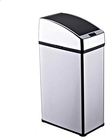 MYBA Poubelle Poubelle en Acier Inoxydable Boîte de détection Automatique carrée Poubelle avec Couvercle Plat Poubelle, Poubelle en Argent for Salle de Bain Corbeille à Papier (Taille : 6L)
