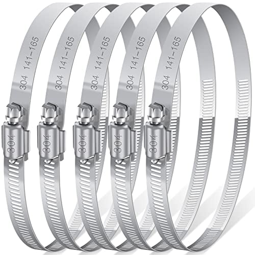 5 Stück Schlauchschellen Edelstahl, JatilEr 141-165mm Schlauchklemmen Set Edelstahl, Schlauchschelle Einstellbare Schlauchklemme für Waschmaschine, Garten, Spülmaschine, Pool, Auto