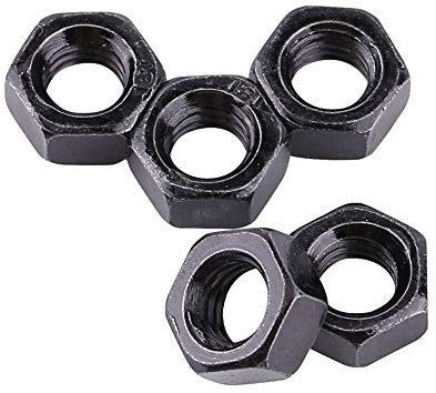 Schwarze Zinkmuttern, 100 Stück M2-M5 Schwarz verzinkter Kohlenstoffstahl Metrisches Gewinde Sechskantmuttern M2, M2,5, M3, M4, M5, großartiger Ersatz(M2)