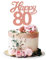 Blumomon 3Pcs Happy 80th Cake Topper Rose Gold Glitter Number 80 Eighty Birthday Cake Pick Decorations for Cheers to 80 Years Old 80th Birthday Wedding Anniversary Party Supplies
