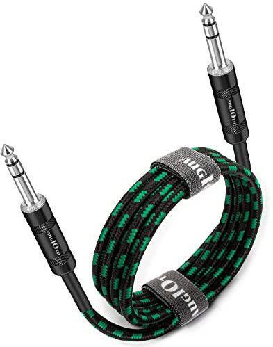 Augioth 1/4 TRS cable 3 meter, Balance 6.35mm TRS Plug, Stereo Quarter inch TRS Male Cable for Power Speaker, Mixer, Amplifier