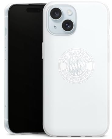 Slim Case extra dünn kompatibel mit Apple iPhone 15 Silikon Handyhülle transparent Hülle FC Bayern München Wappen FCB