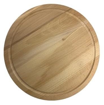 EFO Planche à découper ronde, 30,5 cm, bois de hêtre naturel, 100 % naturel, rainure juteuse intégrée