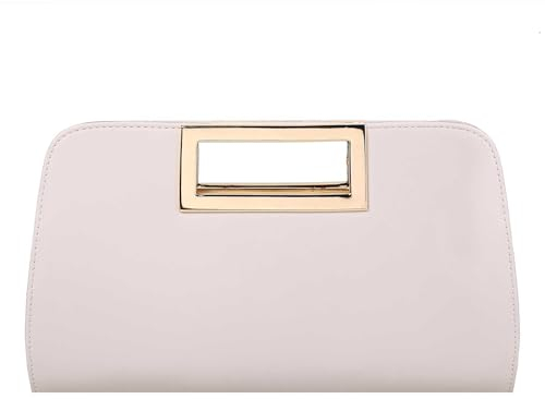 VASCHY Clutch Damen, Mode Schultertasche ELegant Handtasche Umhängetasche Vegan Leder Wristlet Clutch Crossbody für Hochzeit Freizeit Party Beige