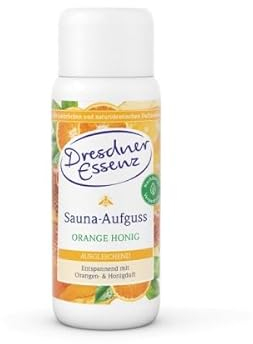 Dresdner Essenz Infusión de sauna naranja y miel, 250 ml, sauna armonizadora, equilibrante y relajante con aroma a naranja y miel y aceite de menta, vegano