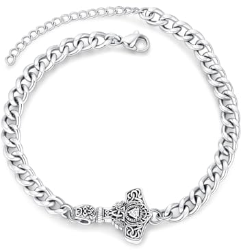 Wikinger Armband Thor Hammer Armband 925 Sterling Silber Nordic Viking Runes Amulett Vintage Armband Wikinger Schmuck Geschenke für Frauen Jungen
