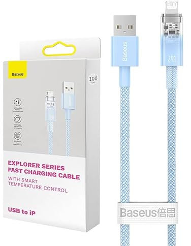 Baseus Câble de Charge Rapide USB-A vers Lightning Serie Explorer 2m, 2.4A - Bleu