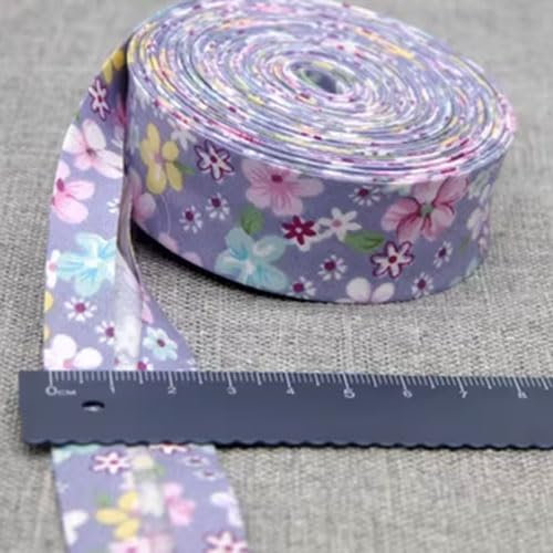 Schrägband Baumwolle 25mm Gefalzt 48 Farben zum nähen Nahtband (geblümt flieder, 10 metre)
