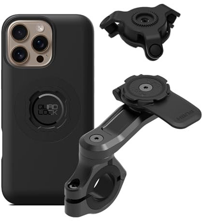 Quad Lock Motorcycle Pro Handlebar Phone Holder with Vibration Damper and MAG Case for iPhone 16 Pro Max