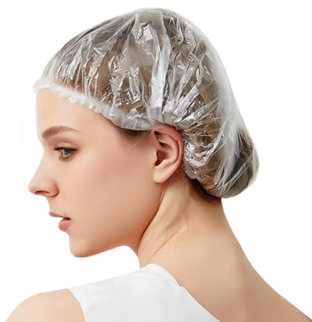 100 Pcs Disposable Shower Caps, 42cm Shower Cap, Plastic Shower Caps, Thick Clear Waterproof Shower Cap, for Home Use, Hotel, Spa, Travel