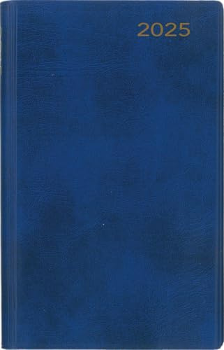 Taschenkalender 2025: Blauer Cabra-Lederfaserstoffeinband
