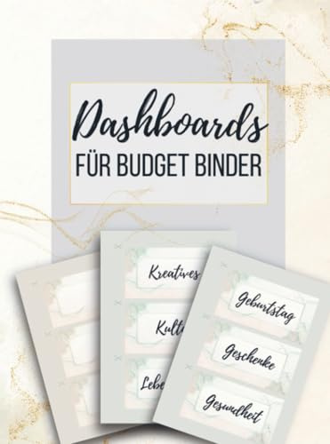 Dashboards für Budget Binder A6: 101 Kategorien zum Ausschneiden+ 13 Blanko Dashboard Budget Deckblätter. Perfekt vorbereitet für die Budget Planner Challenge/Umschlagmethode.