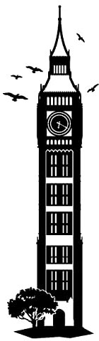 Skyline4u Big Ben Wandtattoo Wahrzeichen Wandaufkleber 35 x 120cm schwarz