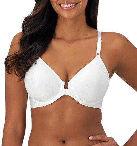 Bali Women's Underwire Shaping, Comfort Revolution T-Shirt, Front-Close Bra, Opaque, White, 40D