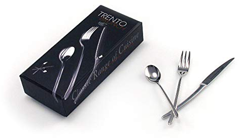 Trento Cubertería de Postre en Acero Inoxidable - 6 cucharillas, 6 Tenedores y 6 Cuchillos de Postre en Caja de Regalo