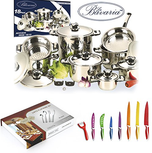 Batteria di Pentole Bavaria/Royalty Line Posate e Coltelli 50 Pz