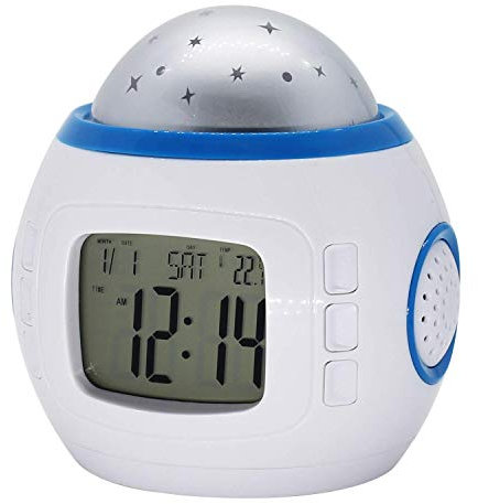 GRANDEY Camera dei bambini Sky Star Night Light Lampada Proiettore Camera Da Letto Sveglia con Musica Dormire LCD Calendario Termometro Regalo di Compleanno