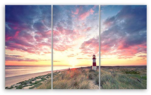 ge Bildet Bild auf Leinwand | Leuchtturm auf Sylt in 165x100 cm mehrteilig als Wandbild XXL | Wand-deko Dekoration Wohnung modern Bilder | 1286