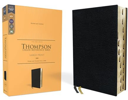 KJV, Thompson Chain-Reference Bible, Large Print, Bonded Leather, Black, Red Letter, Thumb Indexed, Comfort Print
