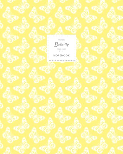 Butterfly Notebook - Ruled Pages - 8x10 - Premium Taccuino (Yellow)