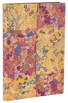 Kara-ori Pink (Japanese Kimono) Midi Lined Softcover Flexi Journal (Elastic Band Closure)