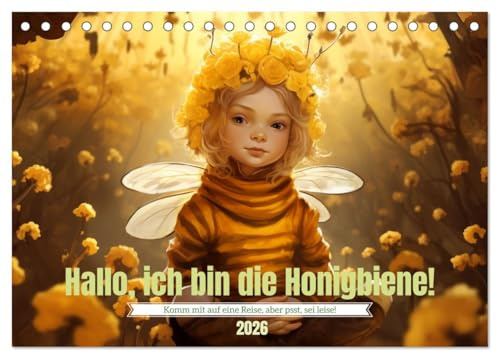 Hallo! Ich bin die Honigbiene (Tischkalender 2026 DIN A5 quer), CALVENDO Monatskalender: Kids, die die Bienenwelt mit Fantasie erobern (CALVENDO Tiere)