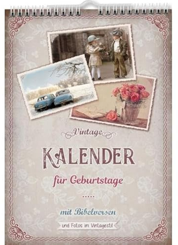Geburtstagskalender Vintage: immerwährender Wandkalender mit Spiralbindung