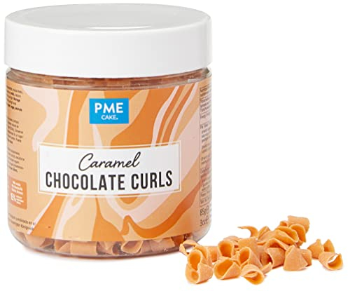 PME Belgian Chocolate Curls for Elegant Cake Decorating - Caramel (85g)