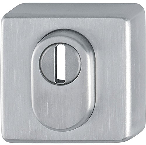 HOPPE eckige Rosette mit PZ Lochung | Profilzylinder | Haustüre | mit Kernziehschutz | 52 x 8 mm | Edelstahl matt | 1 Stück | 11537358