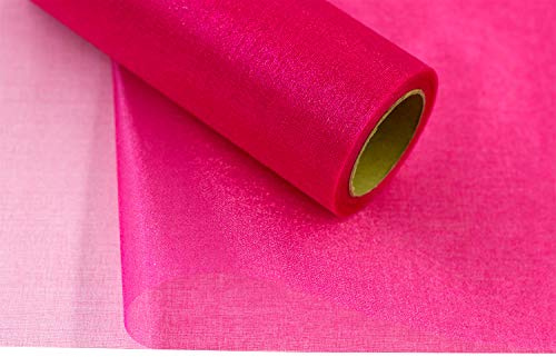 Creativery 9m Rolle Organza 36cm Snow (Fuchsia/pink 187) // Tischläufer Deko Stoff Band Hochzeit Tisch Schleifenband Floristik NEU