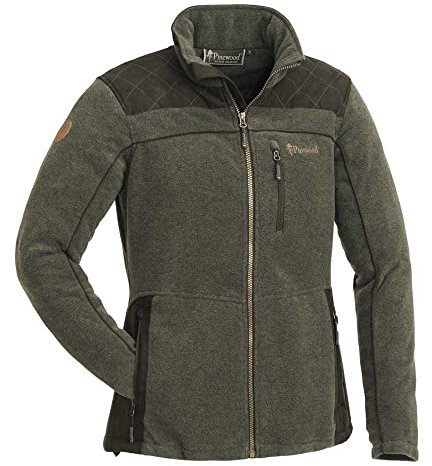 PINEWOOD Damen Diana Exclusiv Fleece Jacke, Oliv Melange/Wildlederbraun, XS
