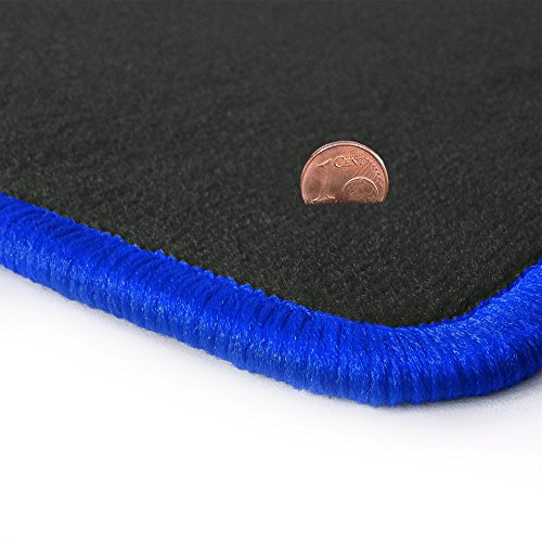 Anthrazit-farbene Velours Fußmatten in Top-Qualität, Randfarbe Royalblau OFM-Q319_R204_00857