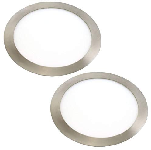 Jandei - 2x Downlight LED 18W Redondo, Plano Empotrable, 1440 Lum, Interior IP20 con Marco Acabado Acero, Hueco de Corte 200mm Transformador Incluido (Blanco Cálido 3000k)
