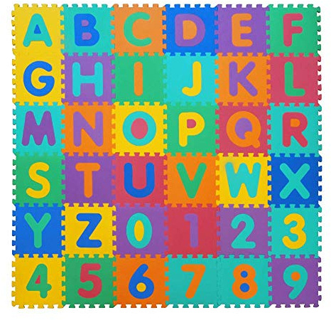 VeloVendo® - Tappeto Puzzle Bambini XXL - 36 pezzi con Certificato CE e testato TÜV in soffice Schiuma EVA | Tappeto Gioco Bambini | Tappetino Puzzle | Tappeto gioco neonato (Lettere + Numeri)