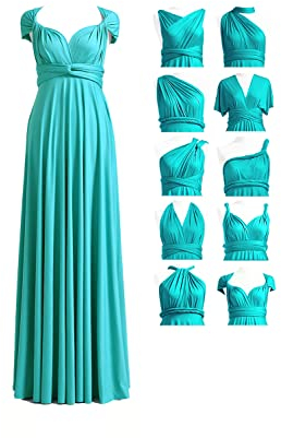 72styles Infinity Kleid mit Bandeau, wandelbares Brautjungfernkleid, lang, Übergröße, Mehrwege-Kleid, Twist-Wickelkleid, Türkis/Ausflug, einfarbig (Getaway Solids), Einheitsgröße
