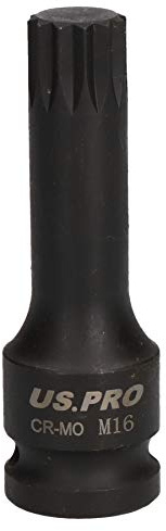 M16 x 78mm Spline Bit Triple Square Impacted Extra Long 1/2” Drive Male Socket