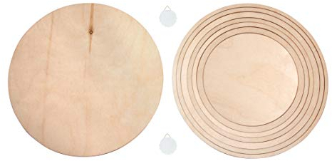 Rayher Holzplatten/-ringe Set, FSC Mix Credit, Natur, 8tlg. 14,9cm - 24,7cm, + 2 Aufhänger, Box 1Set, 62911505, Beige
