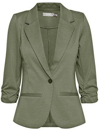 fransa FRZablazer Damen Blazer Kurzblazer Jacke mit Stretch Geraffte Ärmel mit Taschen, Größe:M, Farbe:Hedge (180515)