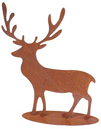 Floral-Direkt Hirsch Edelrost ca41×35cm Metall Figur Rost Geweih Elch REH Winter Tier Deko