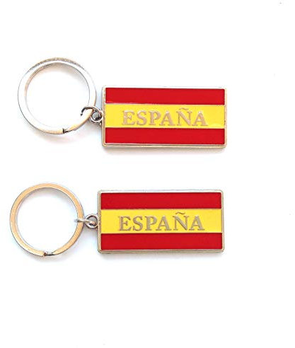 Lot de 2 porte-clés en métal avec drapeau de l'Espagne