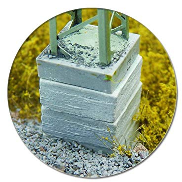 modellbahn-exklusiv Juweela 28297 - Betonsockel für Oberleitungsmasten (Ausgleichsockel) klein, 15 Stück, Spur H0, 1:87